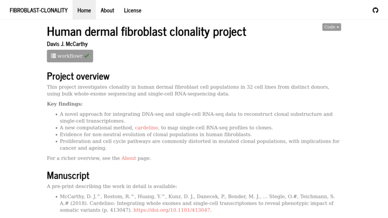Thumbnail preview of website for workflowr project fibroblast-clonality.